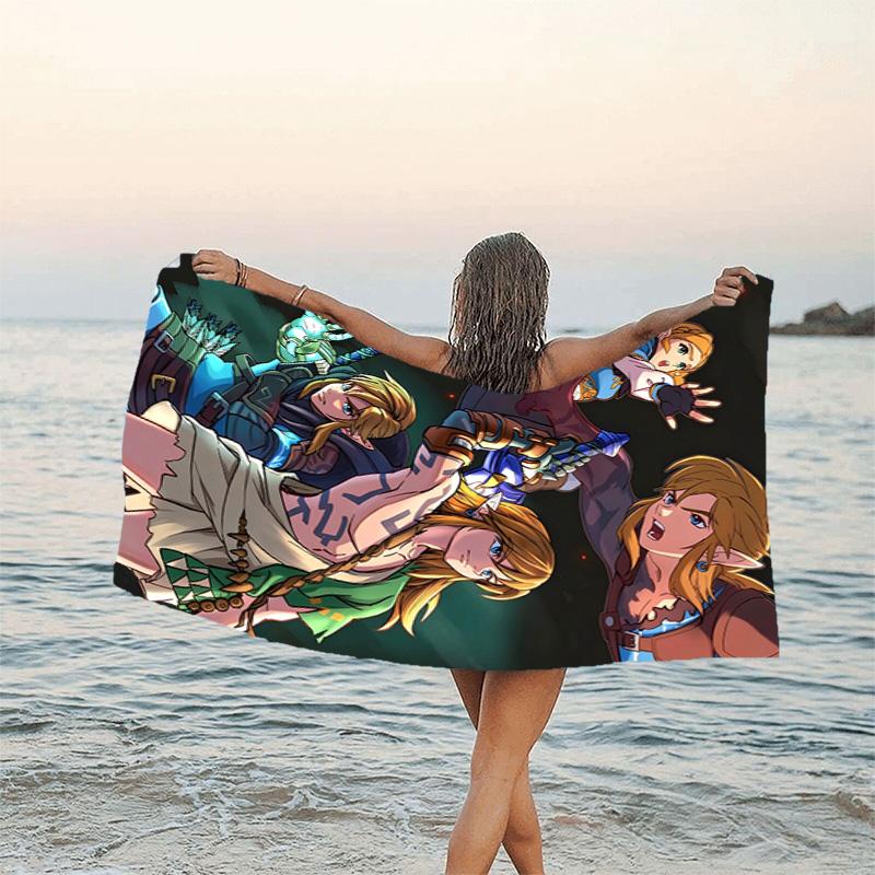1pc Game Zelda Beach Towel, Beach and Seaside Swimming Pool Equipment, Fashion Pattern, Rectangular, Travel Essentials