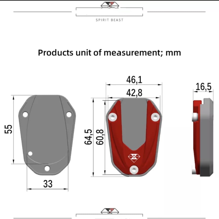 REBLE/REBLE REBEL/REBEL MC49/MC49 250cc/500cc Side Stand Cover Side Stand End Custom Parts Parts Dress Up PC60/pc60 Revel 250 (Red)