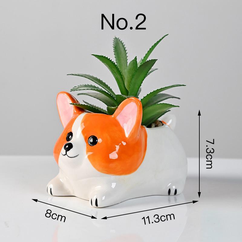 Süßer Corgi Blumentopf Sukkulenten Topf Keramik Pflanzgefäß Schreibtisch Dekoration Heimdeko