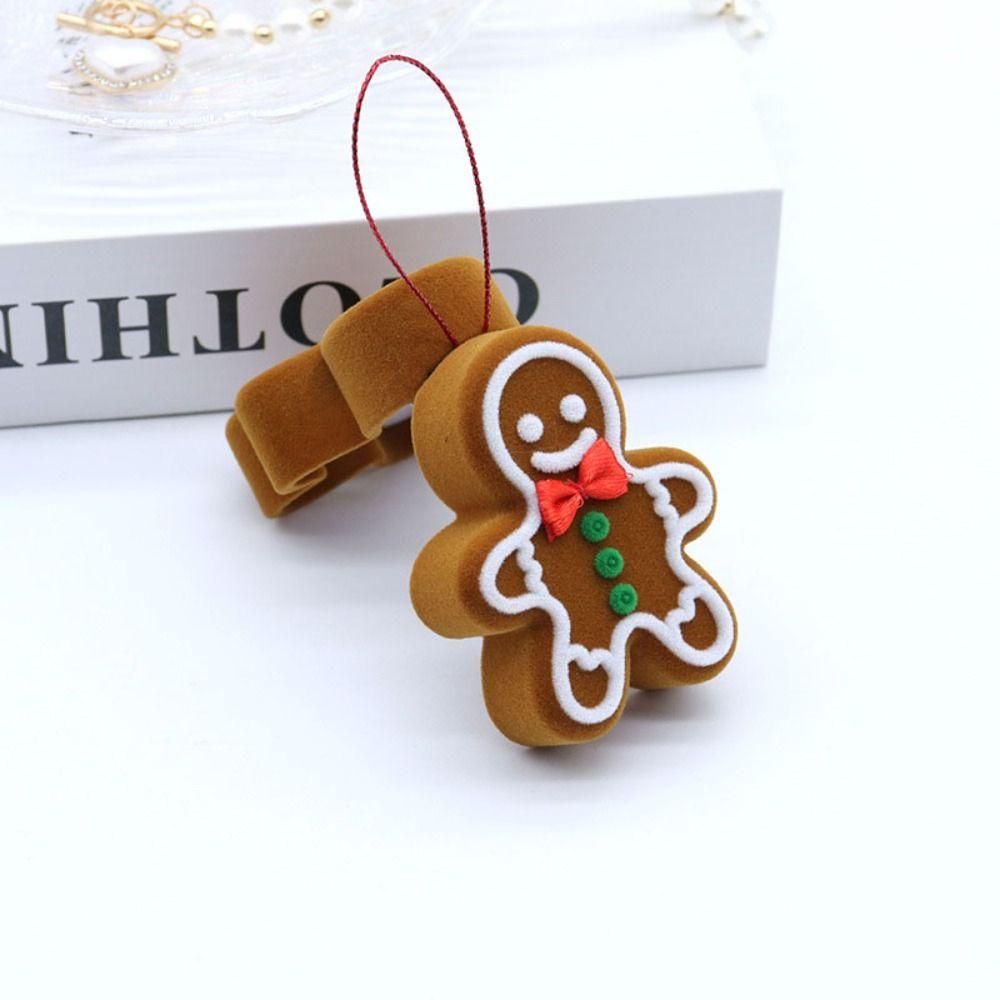 

Gingerbread Man Velvet Ring Bearer Box Lovely Christmas Jewelry Box Ring Storage