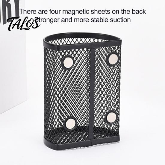File Cabinet Organizer Black Mesh Pencil Cup Holder Large Capacity Multipurpose Pen Magnetic Makeup Brush Metal Desk