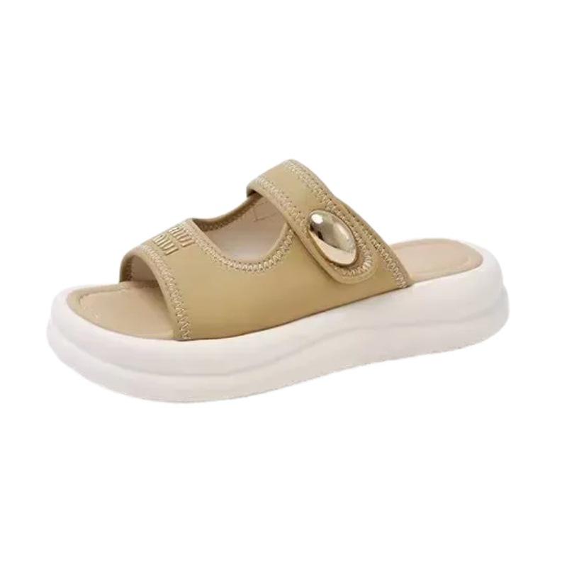 Non-slip Thick-soled Slippers for Women's Outerwear 2025 Summer New Models with Skirts Casual Versatile Beach Soft-soled One-word Sandals