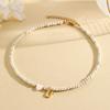 Bohemian Choker neck Initial necklaces heart-shaped shell letter pendant beads Women's stainless steel necklace woman trend2025