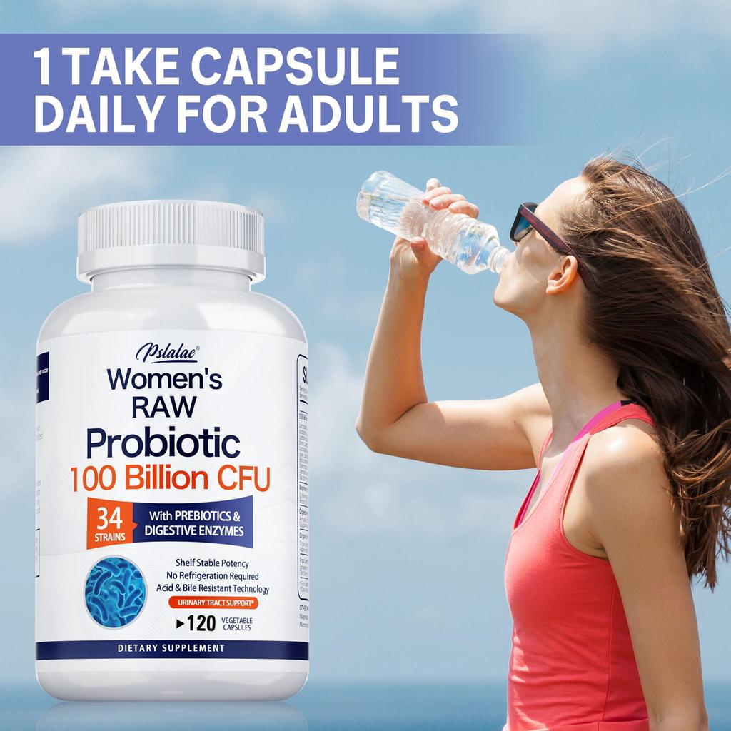 Capsule probiotiche per donne, contiene prebiotici, integratore probiotico, salute dell'intestino, adatto agli adulti