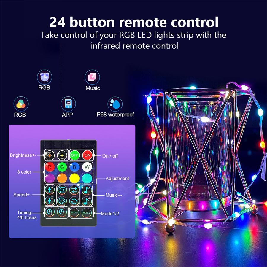 WS2812B Bluetooth APP USB 5V LED String Lights Dreamcolor RGBIC Addressable Party Christmas Lights Wedding Decoration Garland