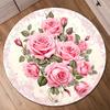 Modern Botanical Flower Round Carpet Soft Non-Slip Decorative Doormat Machine Washable Floor Rug for Kitchen Bathroom Office