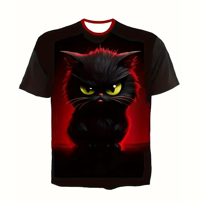 Funny Cats 3D Printed T-Shirt Men Animal Pets Cat Summer O-Neck Tops Streetwear Short Sleeve