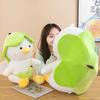 Cute Duck Plush Toy With Green Hat Soft Stuffed Duck Plushie Doll With Banana Bag Animal Pillow For Gift  Cute Cushion Toy