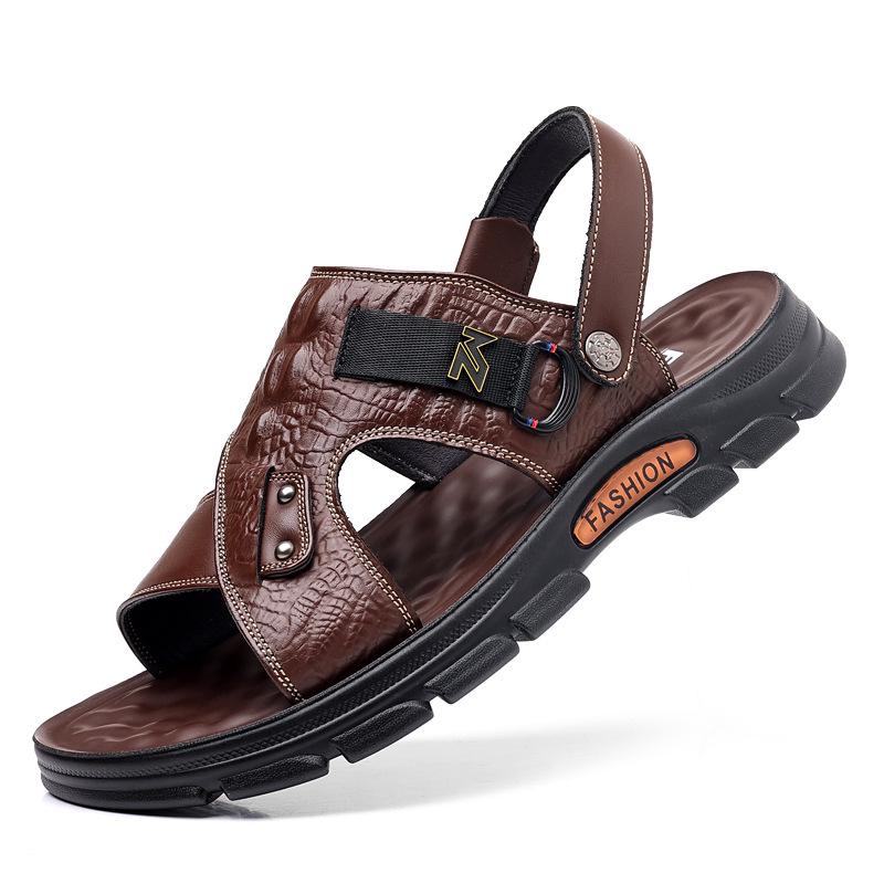 Men's 2023 Dual-Purpose Leather Sandals: Casual Beach Shoes for Summer