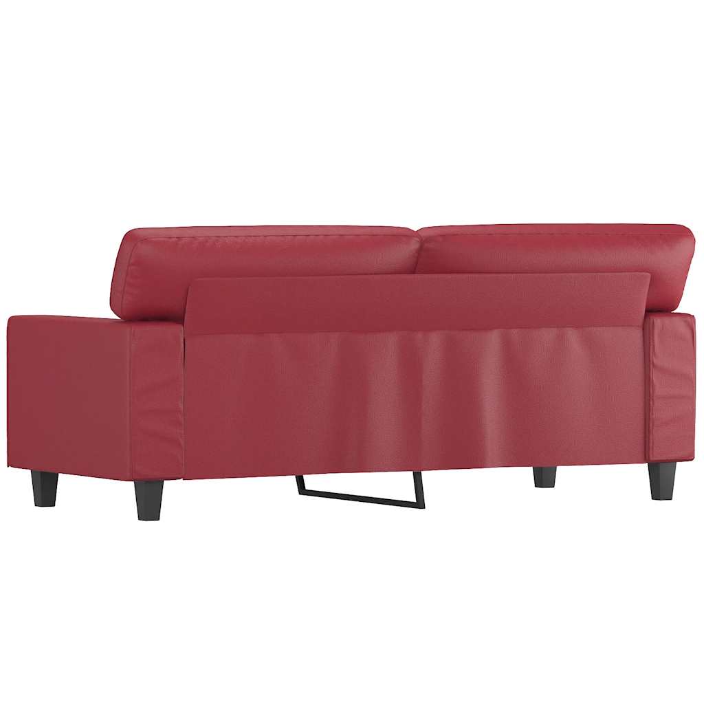 2 Seater Sofa Burgundy Red 140 cm Faux Leather
