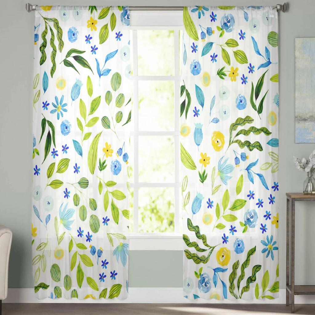 Kwiat roślina liść tekstura zasłona tiulowa dekoracyjne przezroczyste zasłony do salonu sypialnia kuchnia hotelowe panele okienne w domu