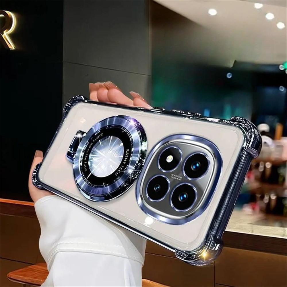 Plating Holder Phone Case For Xiaomi Poco X7 X6 X5 X3 X8 M8 M7 M6 F6 F7 F8 Pro POCO C65 C75 Shockproof Soft Stand Clear Cover