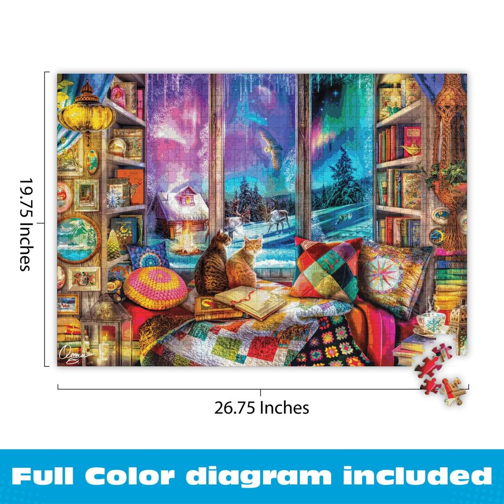 Buffalo Games - Aimee Stewart's Northern Lights Cats Winter Scene 1000-piece Jigsaw Puzzle for Adults, Made in the USA