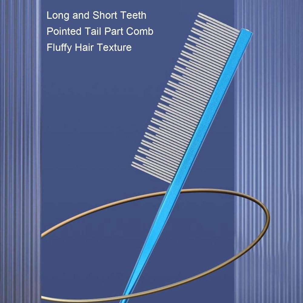 Metal Teeth Pet Parting Comb Pointed Tip Shape Lightweight Body Cat Styling Comb Smooth Surface Multicolor Handle