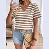 Summer Casual Striped Top V-neck Short Sleeved Loose Women's T-shirts