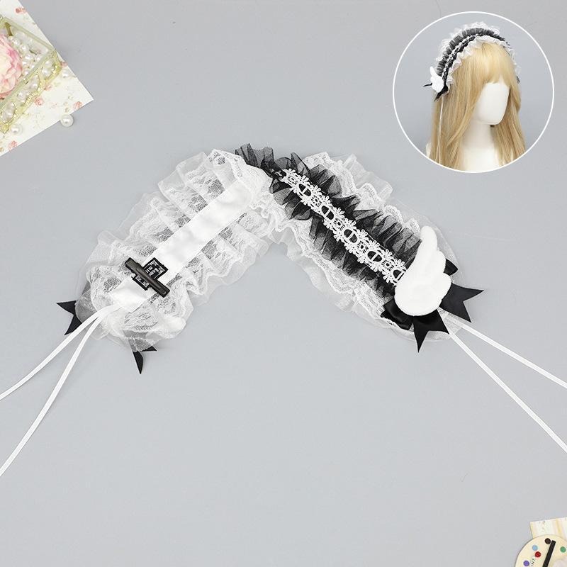 Handmade Bow Lace Headband Japanese Girl Lolita Hairpin Soft Cute Two-dimensional Headgear Cute Sister Hair Accessories