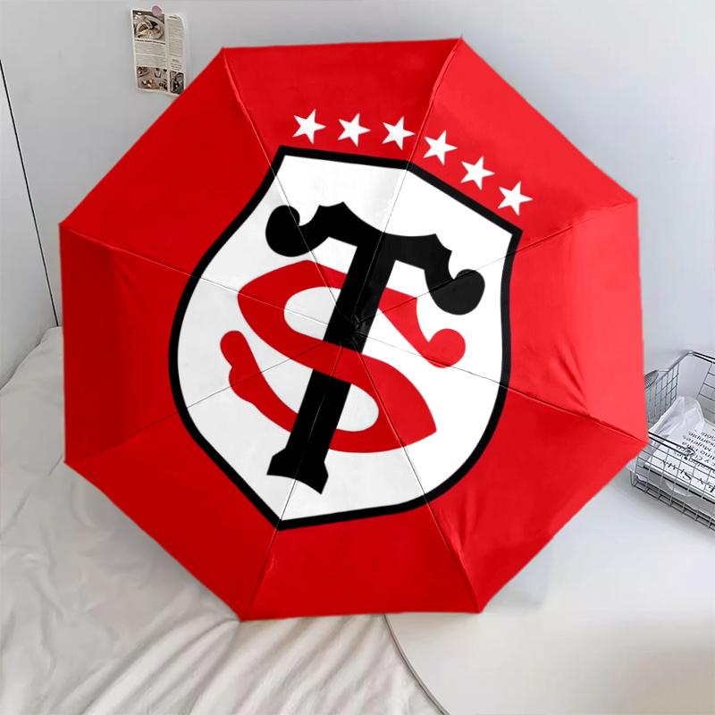 

1 шт. Автоматический складной зонт - Узор Stade Toulousain, Портативный и складной дизайн с 8 спицами, Рождественские и Новогодние подарки Q0034 разноцветный
