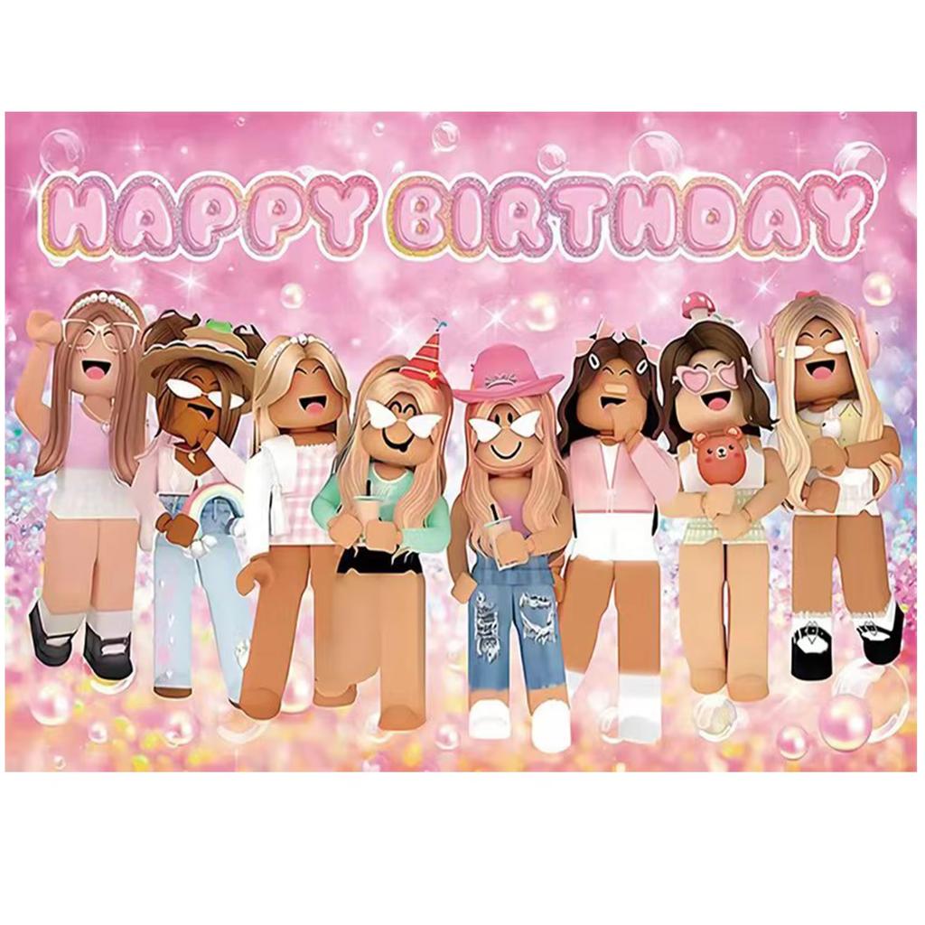 Roblox Game Themed Vinyl Backdrop Photo Background For Kids Boys Birthday Party Decoration Photography Prop Party Supply Cloth