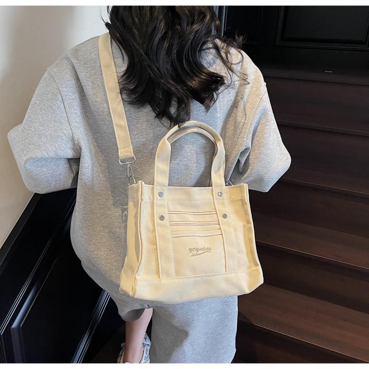Canvas Small Tote Bag For Women With Zipper Closure And Pouch For Daily Use