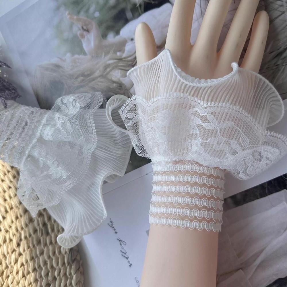 Ruffle False Wrist Cuffs Mesh Lace Fake Cuffs Universal Detachable Sleeves  Halloween