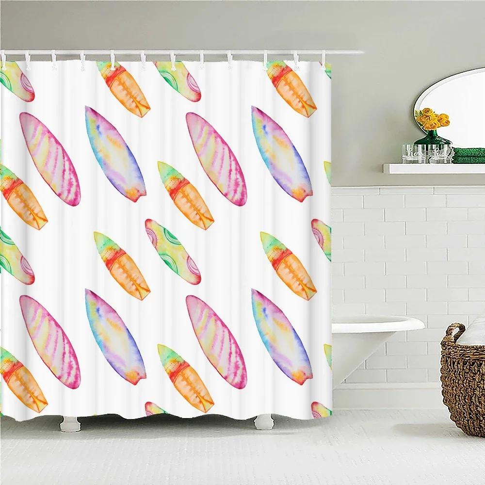 

Sunlight Beach Waterproof Fabric Shower Curtains 3D Printing Palm Tree Bath Curtain For Bathroom Bathtub Decoration With Hooks W60H190(CM)-1 Pcs