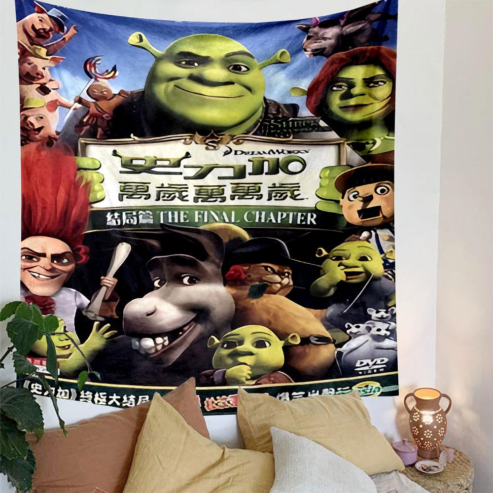 Shrek Final Chapter Tapestry Wall Hanging, Shrek Forever After Movie Poster, Family Wall Decor for Bedroom Living Room Dorm