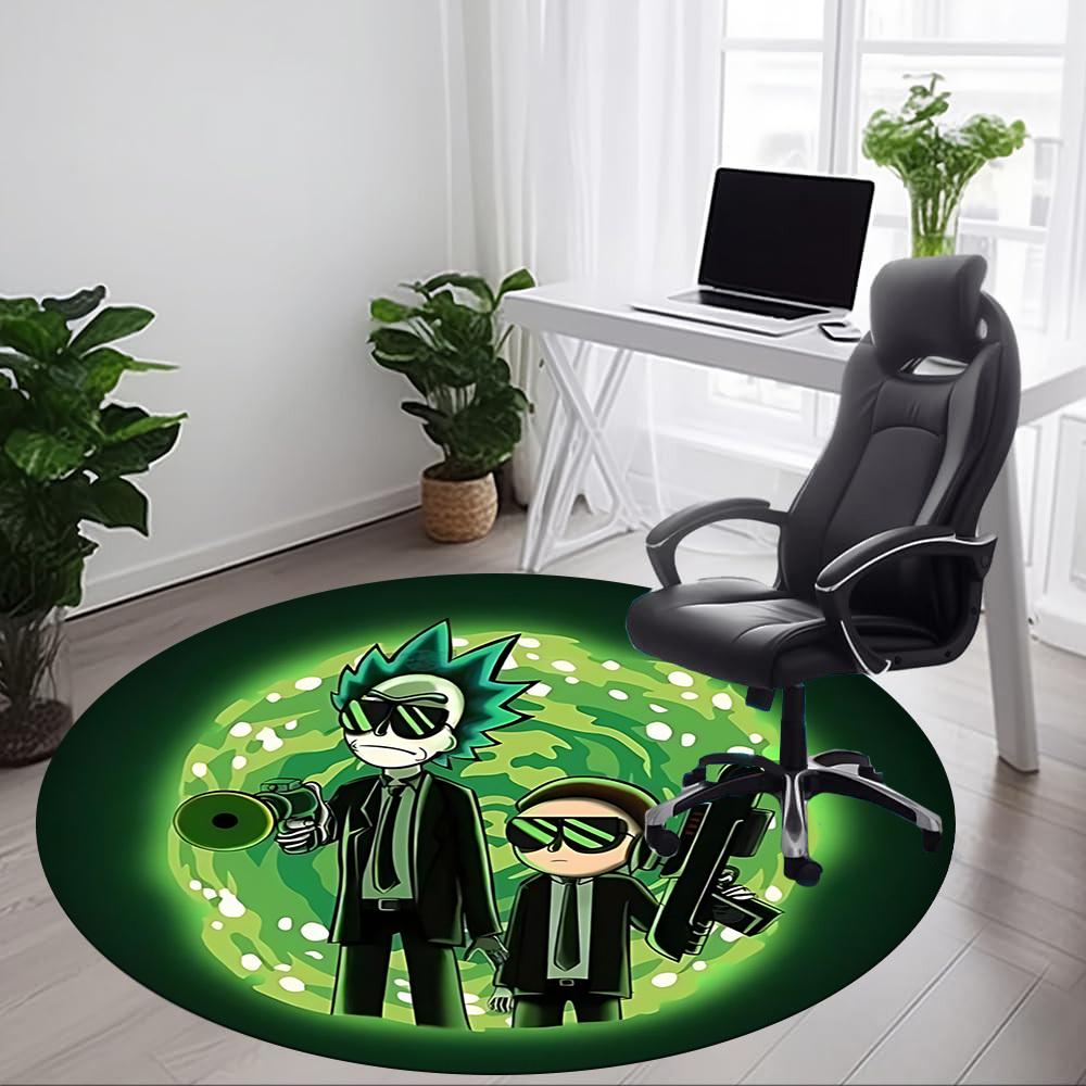 1 Stück Rick and Morty Büro Runder Teppich, Unter Bürostühlen Schlafzimmer Wohnzimmer Heimdekoration, Raumdeko, In Verschiedenen Größen Erhältlich