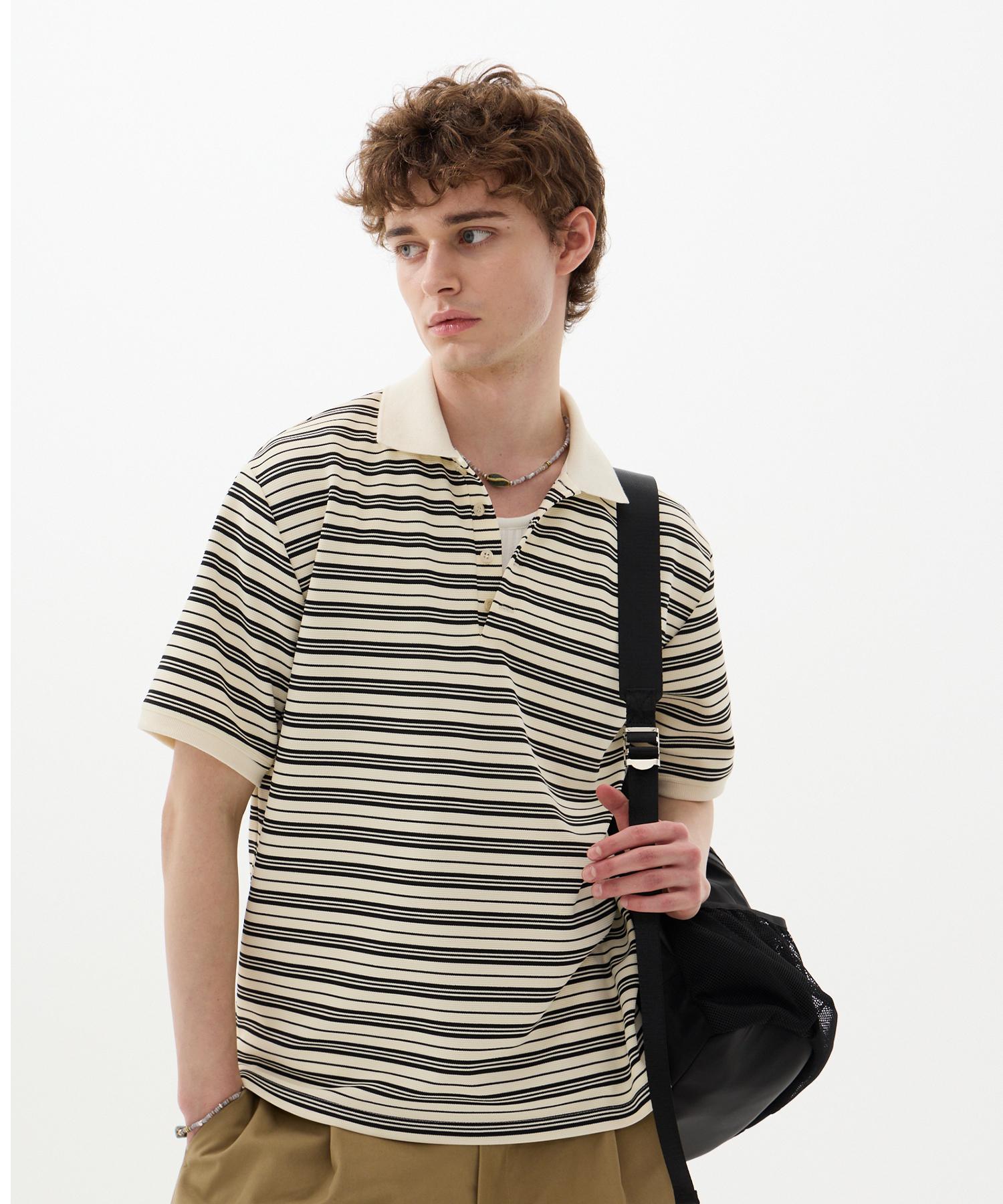Sakon Striped Pk Half T-Shirt Beige Beige/M