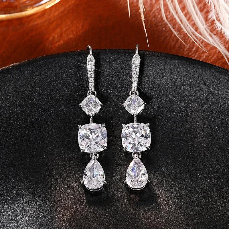 Aesthetic Cubic Zirconia Dangle Earrings for Women Crystal Ear Hanging Accessories Wedding Party Trendy Zircon Wholesale