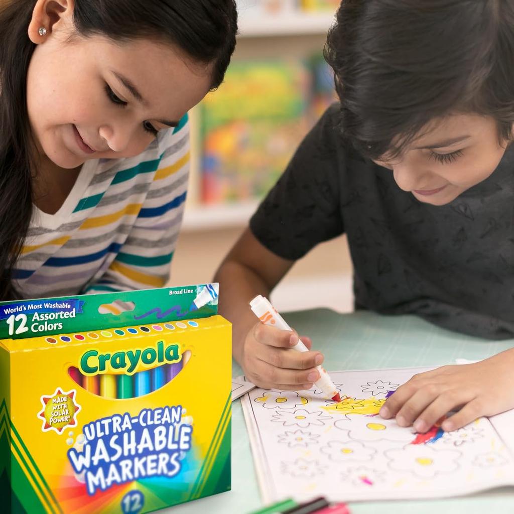 Crayola Marker 12 Bold Product Number 587812 Water-Removable Pens, Colors, Tip, Authentic,