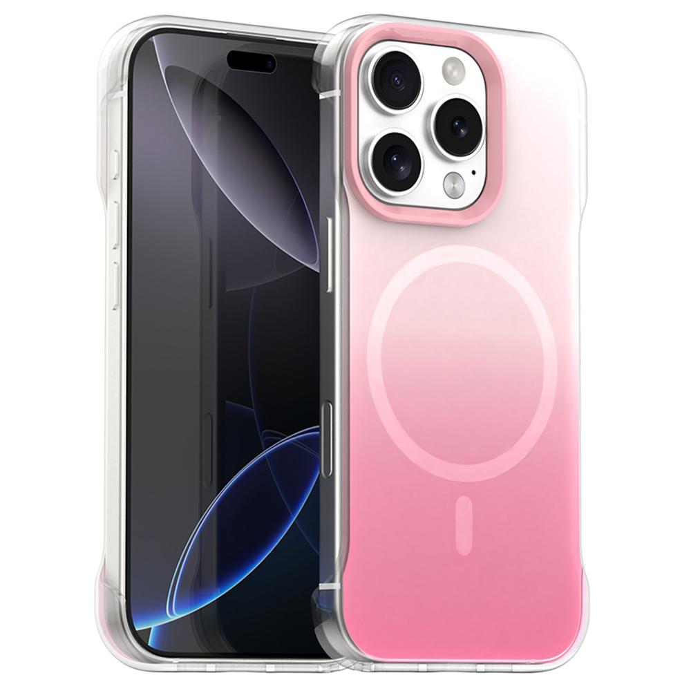 

For iPhone 16 Pro Max Case Compatible with MagSafe Frameless TPU PC Phone Back Cover Pink