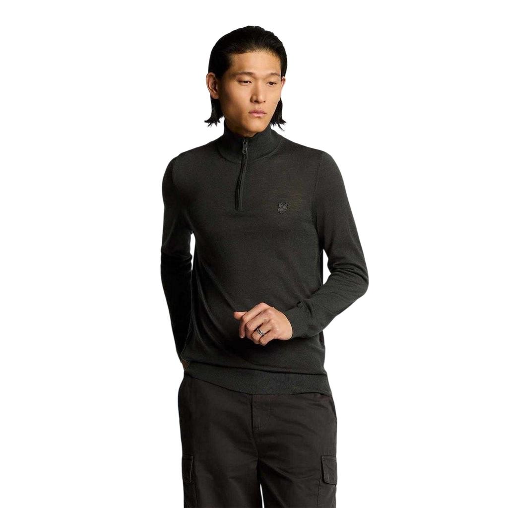 Lyle & Scott Mens Eagle Merino Wool Quarter Zip Jumper