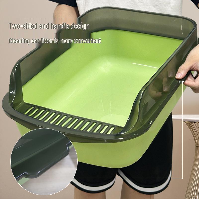 Extra Large Semi-Enclosed Anti-Splash Cat Litter Box - Double Layer Kitten Toilet Essentials