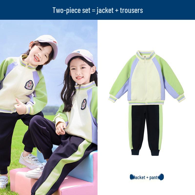 Three-Piece School Uniform Set: Autumn/Spring Sportswear & Baseball Style for Primary, Middle, and Large Kids