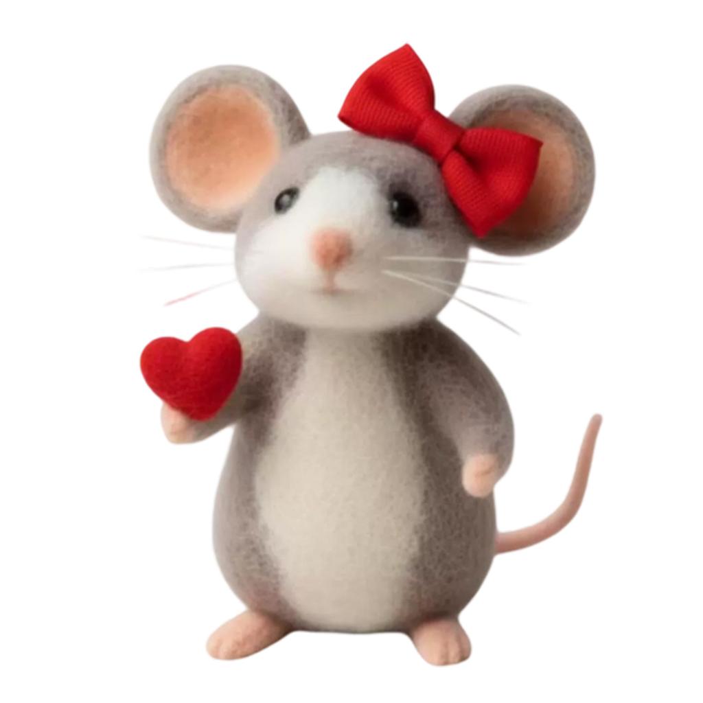 Valentine's Day Mouse Ornament Woolen Mouse Couple Desktop Figurine Multi-Tiered Tray Desktop Decoration Valentine's Day Gift Anniversary Gift