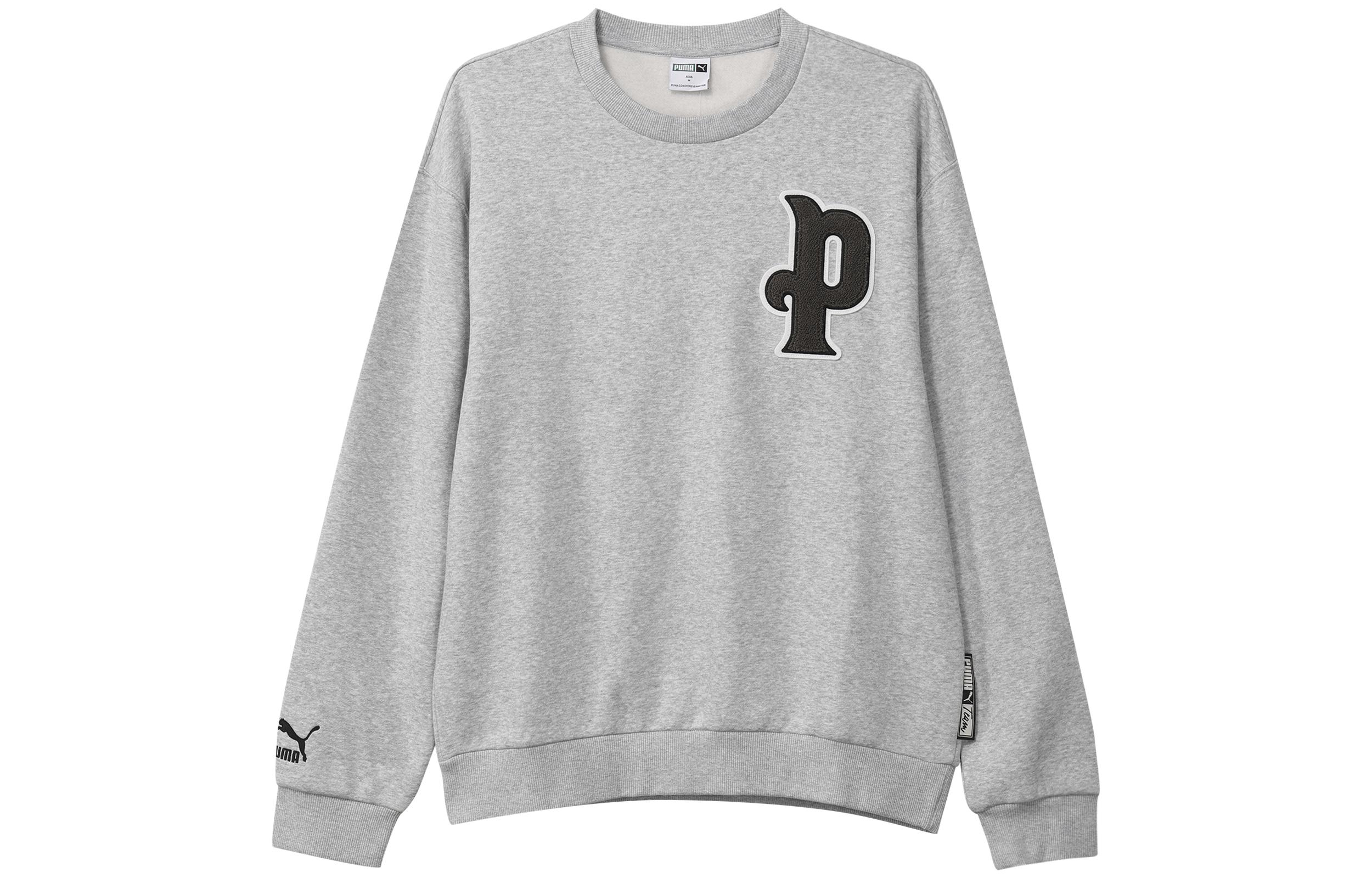 PUMA Comfortable Sweatshirts Men s Gray Crew Neck Moderate Regular 534383-04 M