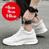 Men's 8cm Inner Height Increase Mesh Shoes, Heightening Sports and Casual Shoes, Invisible Inner Height Increase 6cm White Shoes