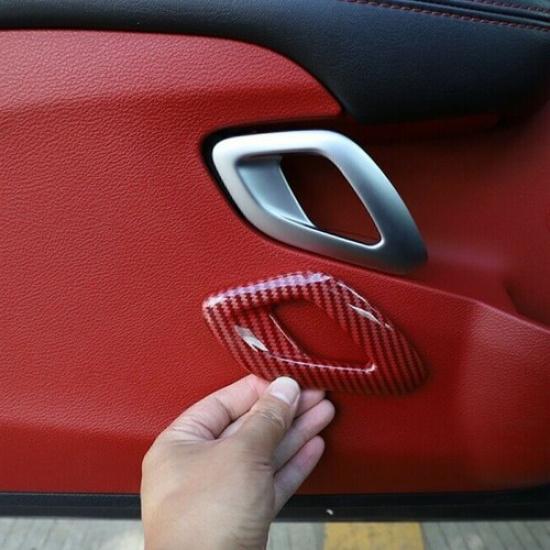 Red Carbon Fiber Interior Door Handle Cover Trim Fits Dodge Challenger 2011+ T