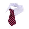 Lovely Striped Bow Tie Collar Adjustable Neck White Collar For Pet Puppy Cat