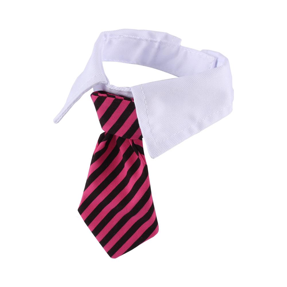 Lovely Striped Bow Tie Collar Adjustable Neck White Collar For Pet Puppy Cat