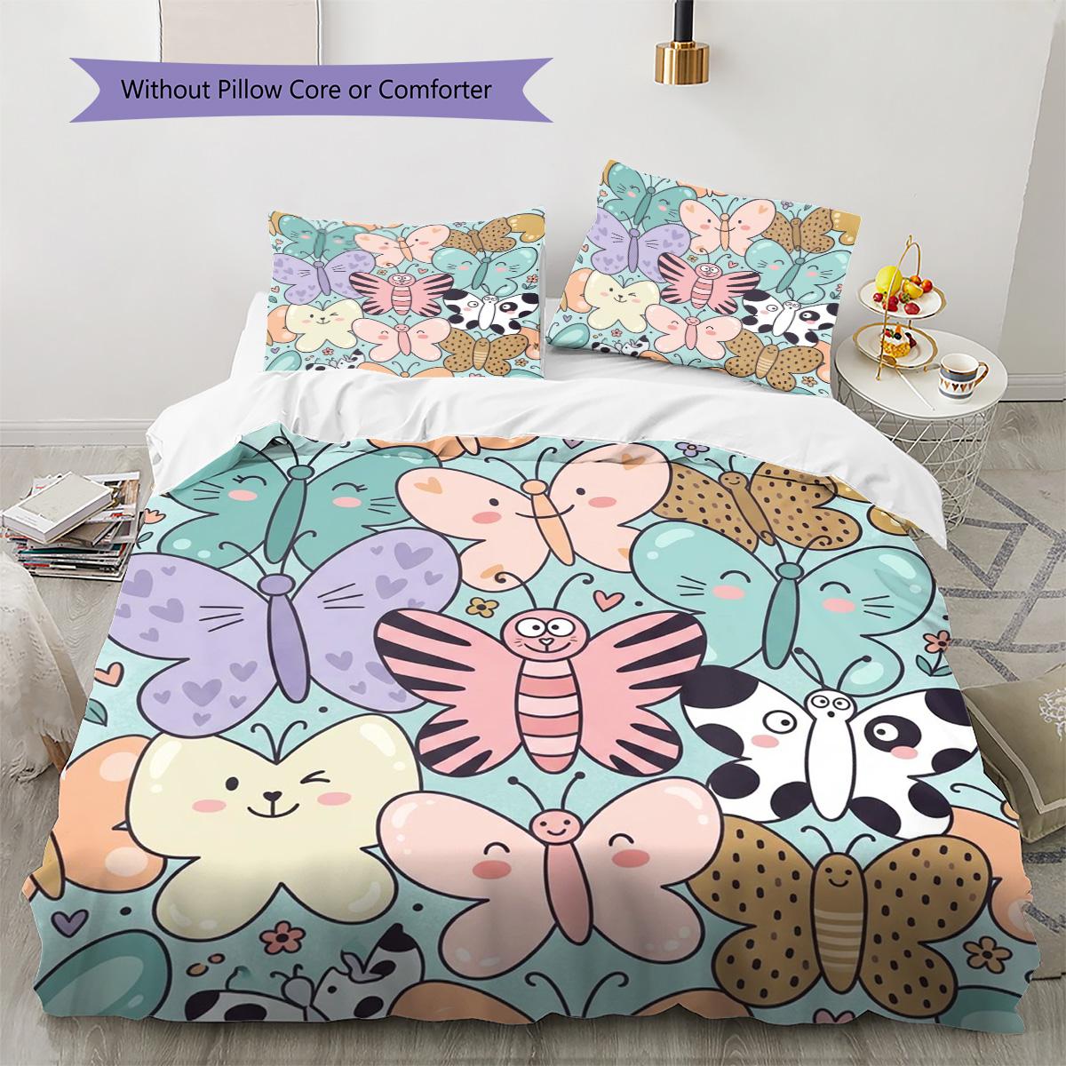 

Butterfly Pattern Bedding Quilt Set Quilt Cover Pillowcase Home Decoration Birthday Gift (1 * duvet cover + 2 * pillowcase, without core) 135x200cm