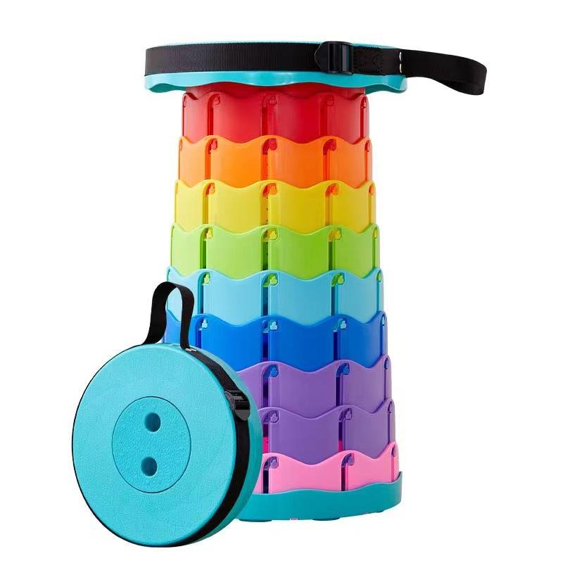 Portable Folding Telescopic Stool Lightweight Plastic Subway Queuing Chair and Outdoor Camping Fishing with Carry Bag