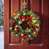 Christmas Wreath Decoration Pine Needles, Pinecones, Red Berries Door Hanging Holiday Atmosphere Decorative Accent
