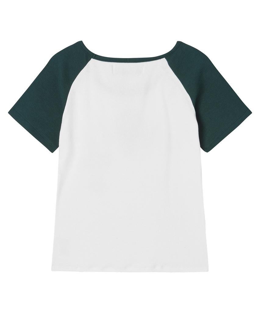 PRENDA Cross Applique Raglan Short Sleeve Ivory