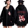 Singer Metrika Album Tour Print Reißverschluss Hoodie Herren Damen Mode Sweatshirts Winter Freizeit Hip-Hop Übergroß Zip-Up Jacke