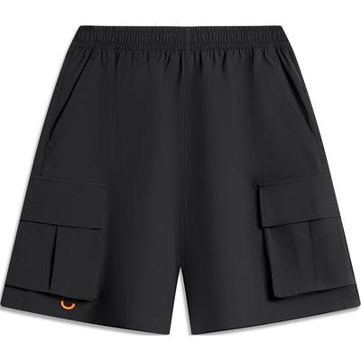 Li Ning Sports Lifestyle Series Solid Color Comfortable Breathable Quick-Dry Casual Shorts Men Shorts Black AKSU517-2