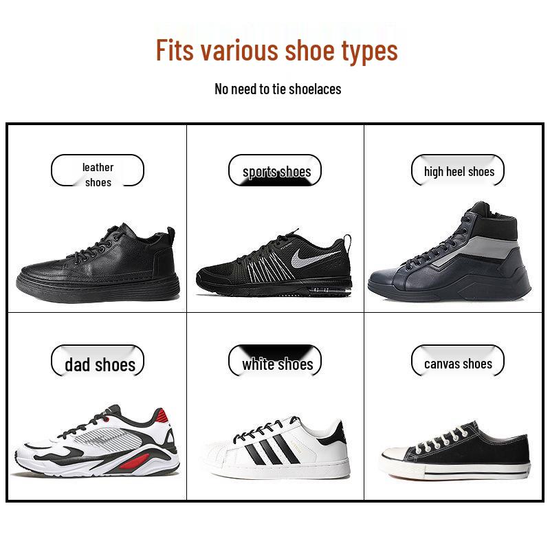 Elastische Schnürsenkel ohne Binden mit Metallschnalle - Einfache Faule Schnürsenkel AUS