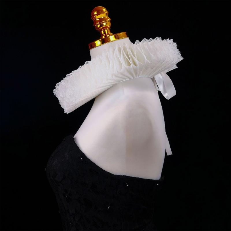 Comfortable Elizabethan Neck Ruff Victorian Ruffle Choker Adjustable Neck Ruff for Medieval Costume