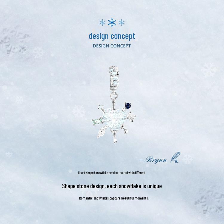 Yinziyun Sterling Silver Snowflake Heart Pendant Necklace - Romantic Winter Christmas Gift for Women