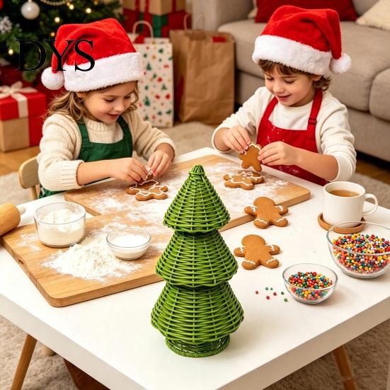 Idee Regalo di Natale Uniche Albero in Rattan Intrecciato a Mano, Ornamento da Tavolo Albero di Natale a Cono, Souvenir Rustici Minimalisti Centrotavola Festivo per Mensola